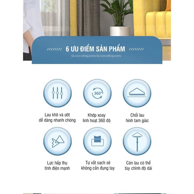 Cây Lau Nhà Tam Giác Tự Vắt Xoay 360 Độ Dùng Lau Tường Lau Trần Lau Kính Đa Năng Tiện Lợi Hiệu Quả