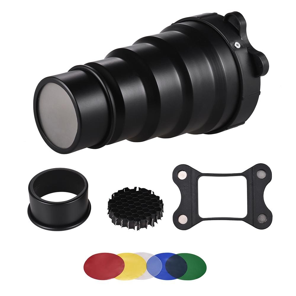 Bộ lọc màu Đèn flash hình nón có nút bấm với Lưới tổ ong 5 chiếc Neewer Canon Nikon
