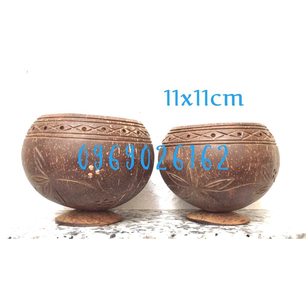 COMBO 2 CÁI CHẬU GÁO DỪA TRANG TRÍ HOA VĂN 11X11CM