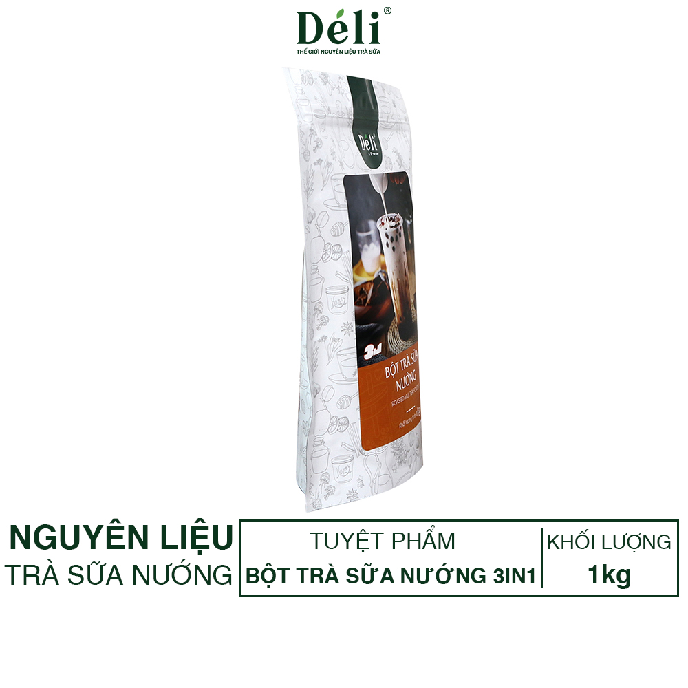 Bột trà sữa nướng 3in1 Déli - 1kg ( 25 ly ) pha chế trà sữa tiện lợi, nhanh chóng