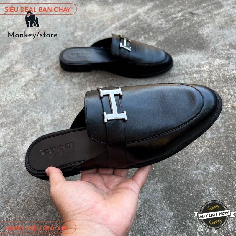 Giày sục nam, sục nam chữ H - Da Pu 100%, fulbox B2