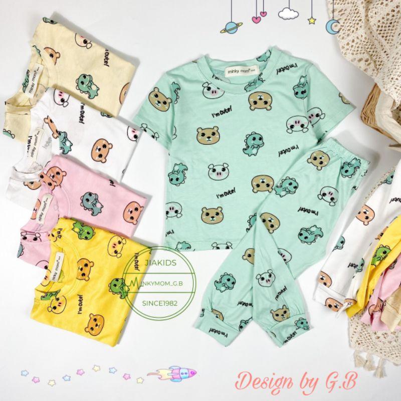 Bộ cộc tay quần alibaba thun lạnh Minky Mom màu trơn cho bé trai bé gái từ 5-19kg