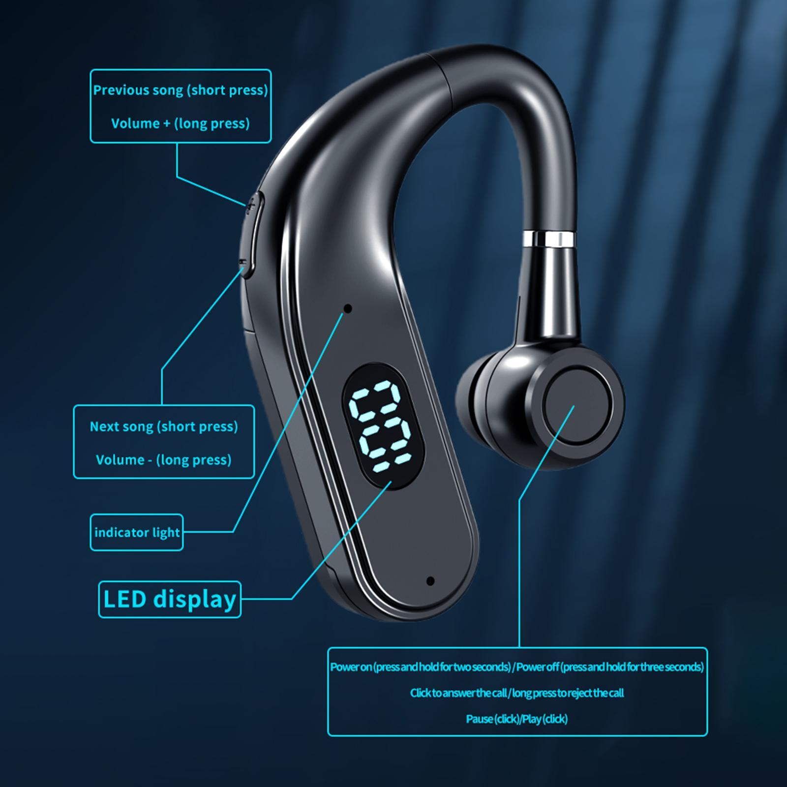 Bluetooth 5.0 Earphone Single Ear Noise Cancelling Portable in Ear Earbud for Office