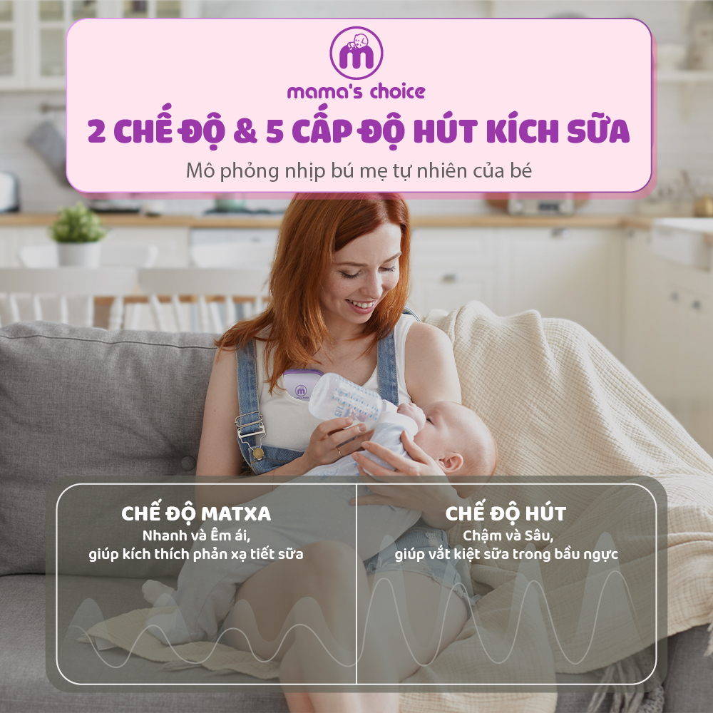 Hút Sữa Di Chuyển Mama’s Choice, Combo Thiết Kế Nhỏ Gọn, Hút Sữa Mọi Lúc Mọi Nơi, Bảo Quản Sữa Mẹ Lên Đến 14 Tiếng