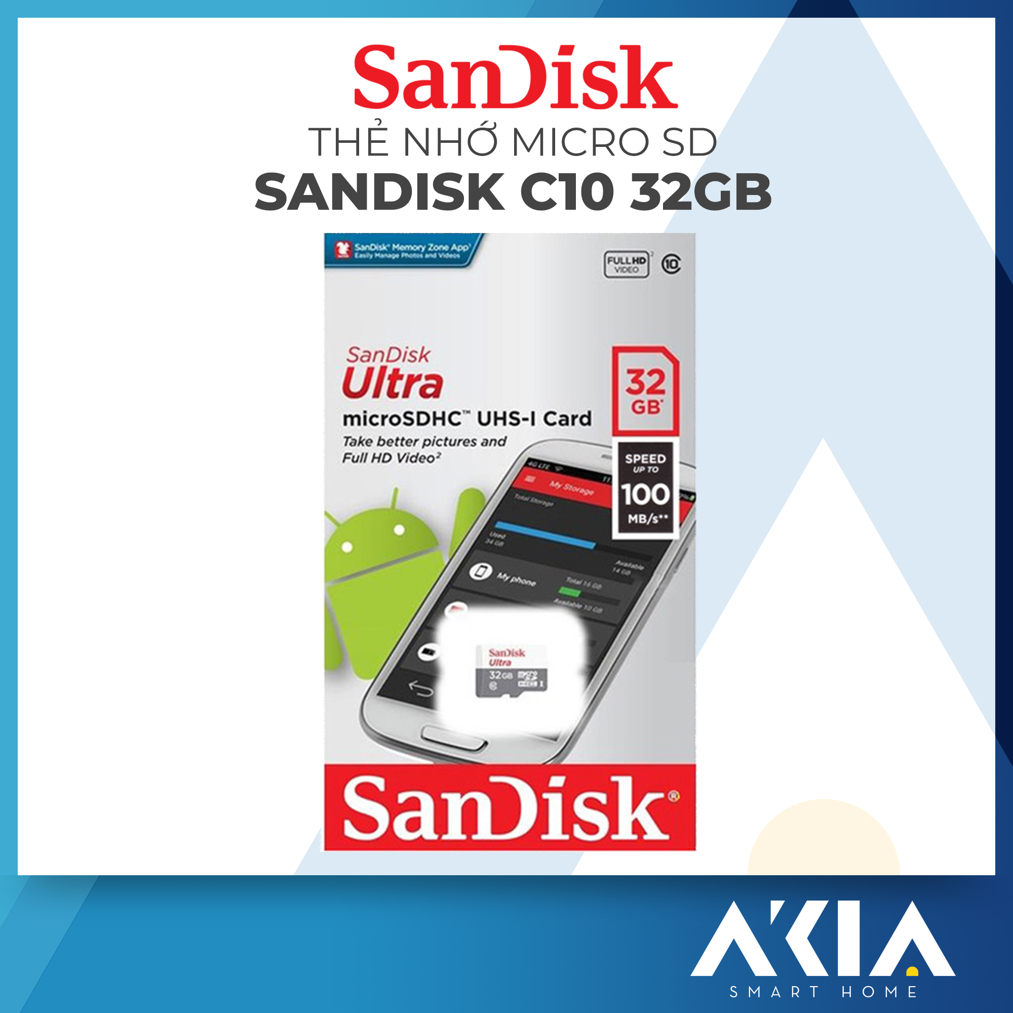 Thẻ Nhớ SanDisk Ultra MicroSDXC UHS-1 100 MB/s Class 10 32GB/64GB/128GB - Hàng Chính Hãng