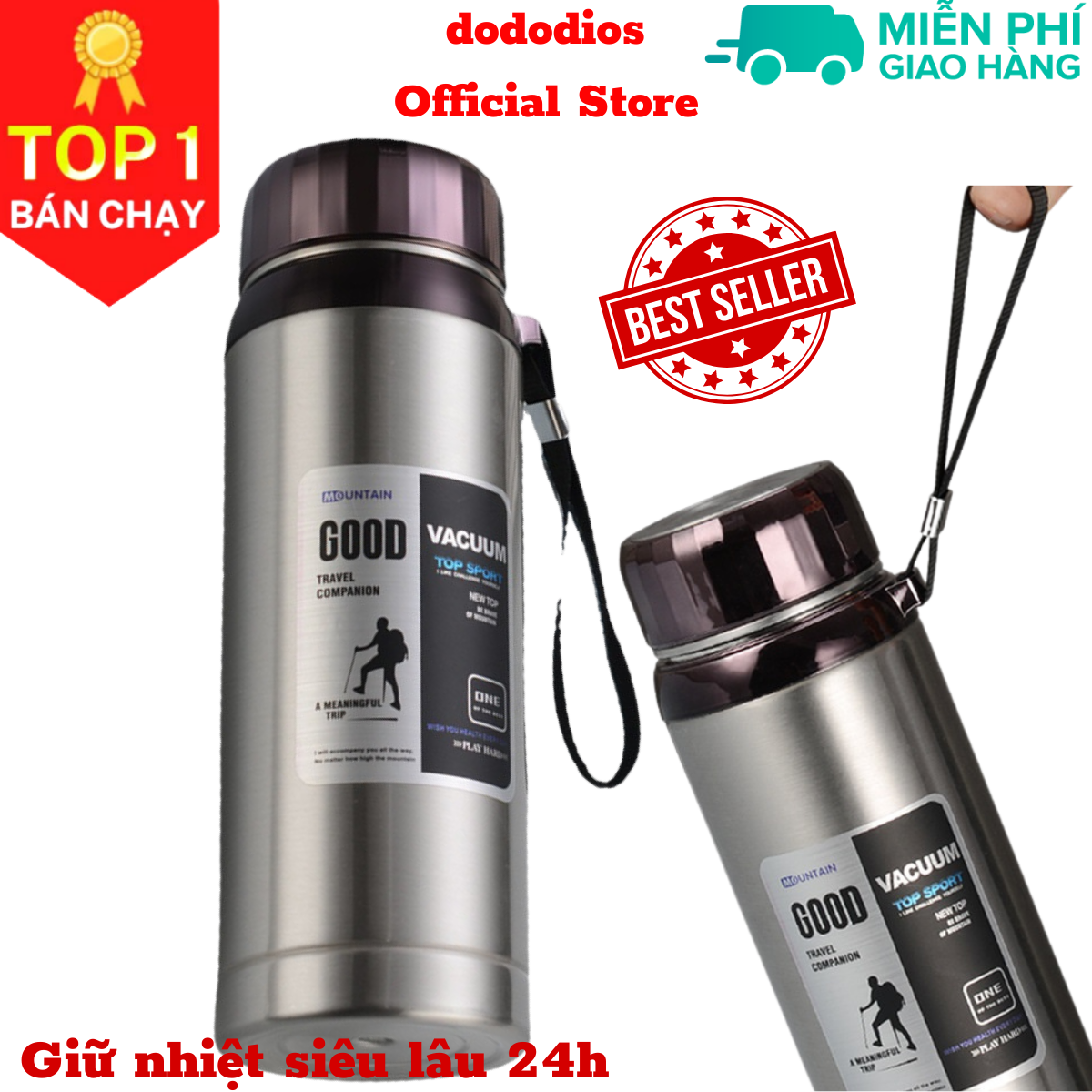 Bình nước thể thao bằng inox 304, bình đựng nước thể thao có tấm lưới lọc, có thể dùng đựng nước ở văn phòng, công sở, trường học - Chính hãng dododios