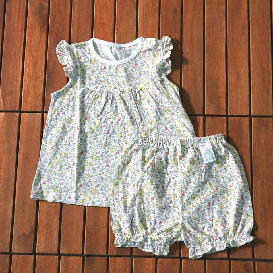Bộ cotton giấy bé gái xuất Hàn