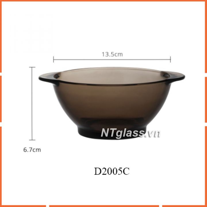 Tô Thủy tinh cường lực Nâu khói Creole 510ml có tay cầm - D2005C