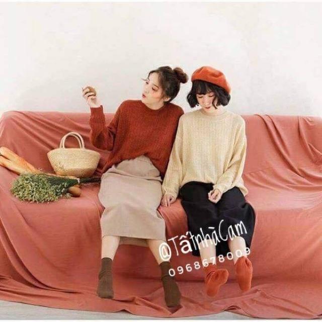 Tất Vintage Hàn Quốc len gân loại xịn siêu MỊN