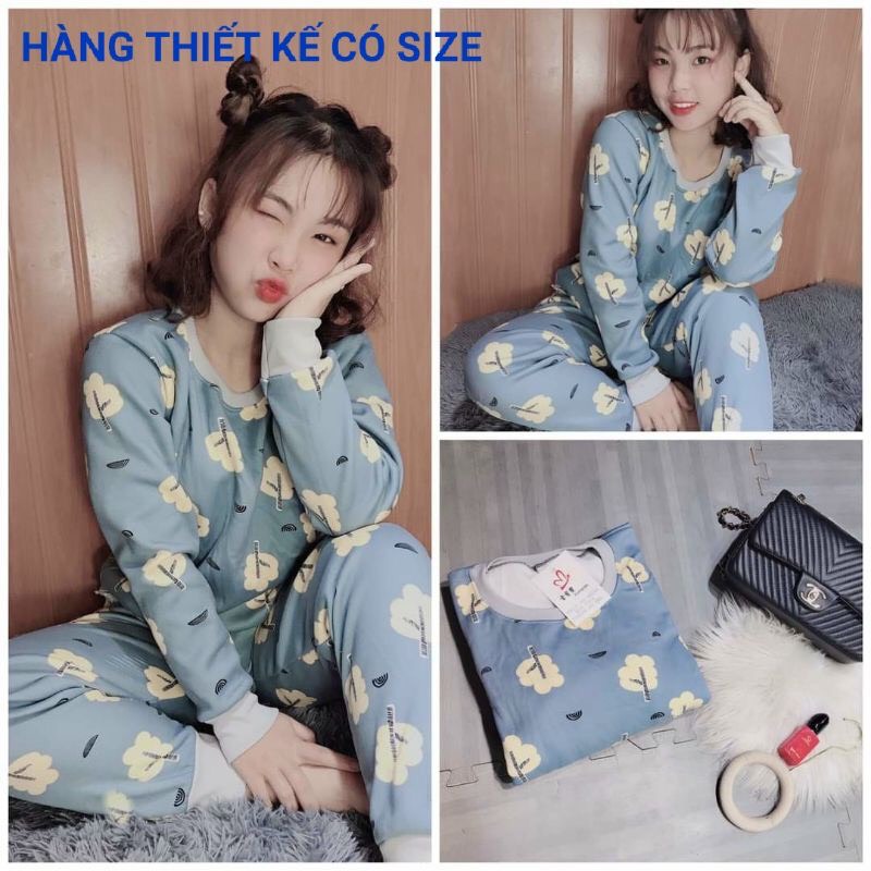 Bộ Nỉ Bông Mặc Nhà Cao Cấp Chất Dày Mịn Ấm Hình Đáng Yêu