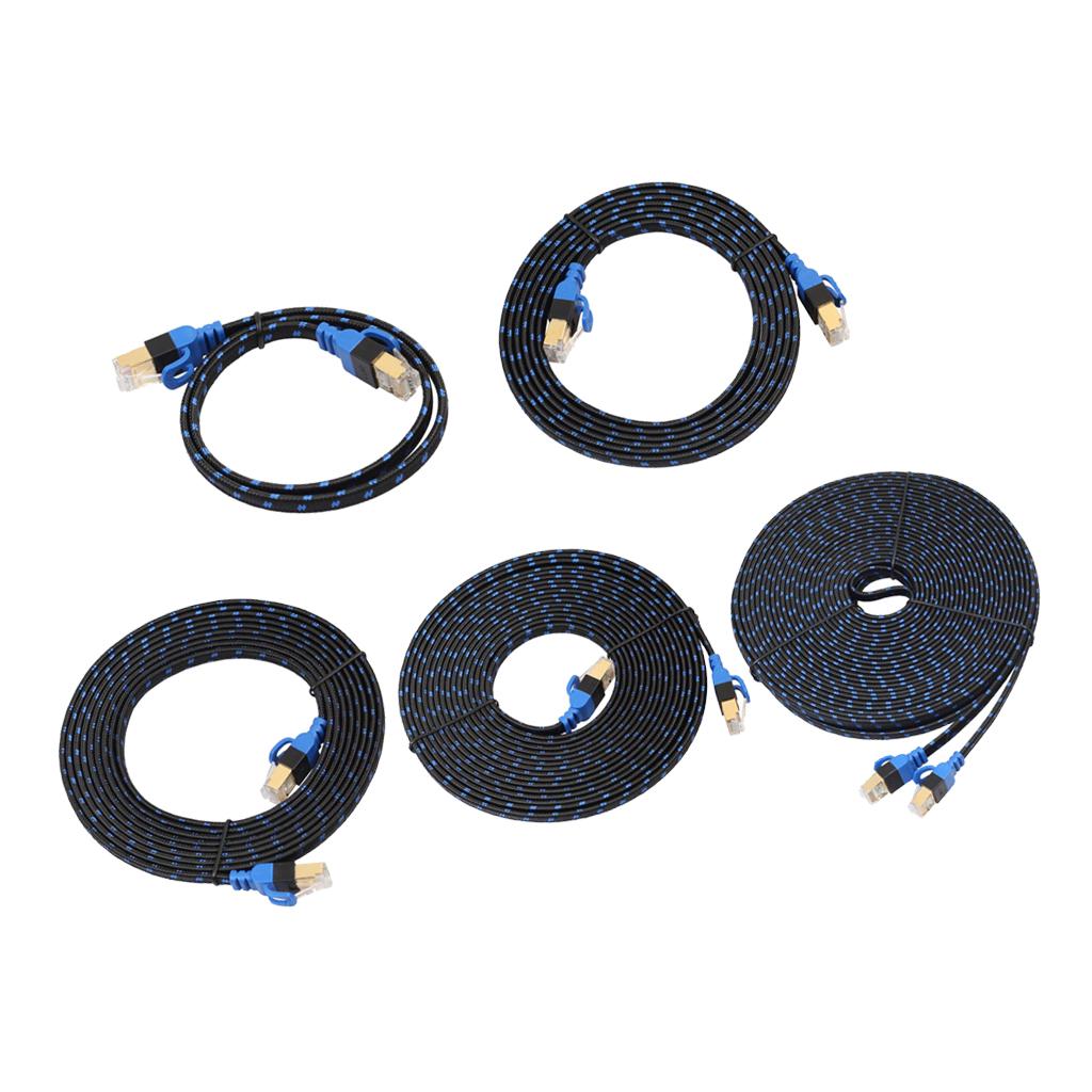 Cat7 Ethernet Cable 10 Gigabit Flat Patch Network LAN Cord For PC