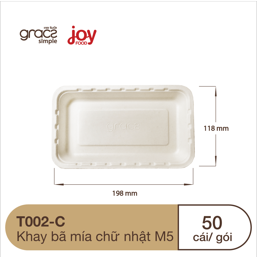 50 khay bã mía chữ nhật Thái Lan, phủ màng