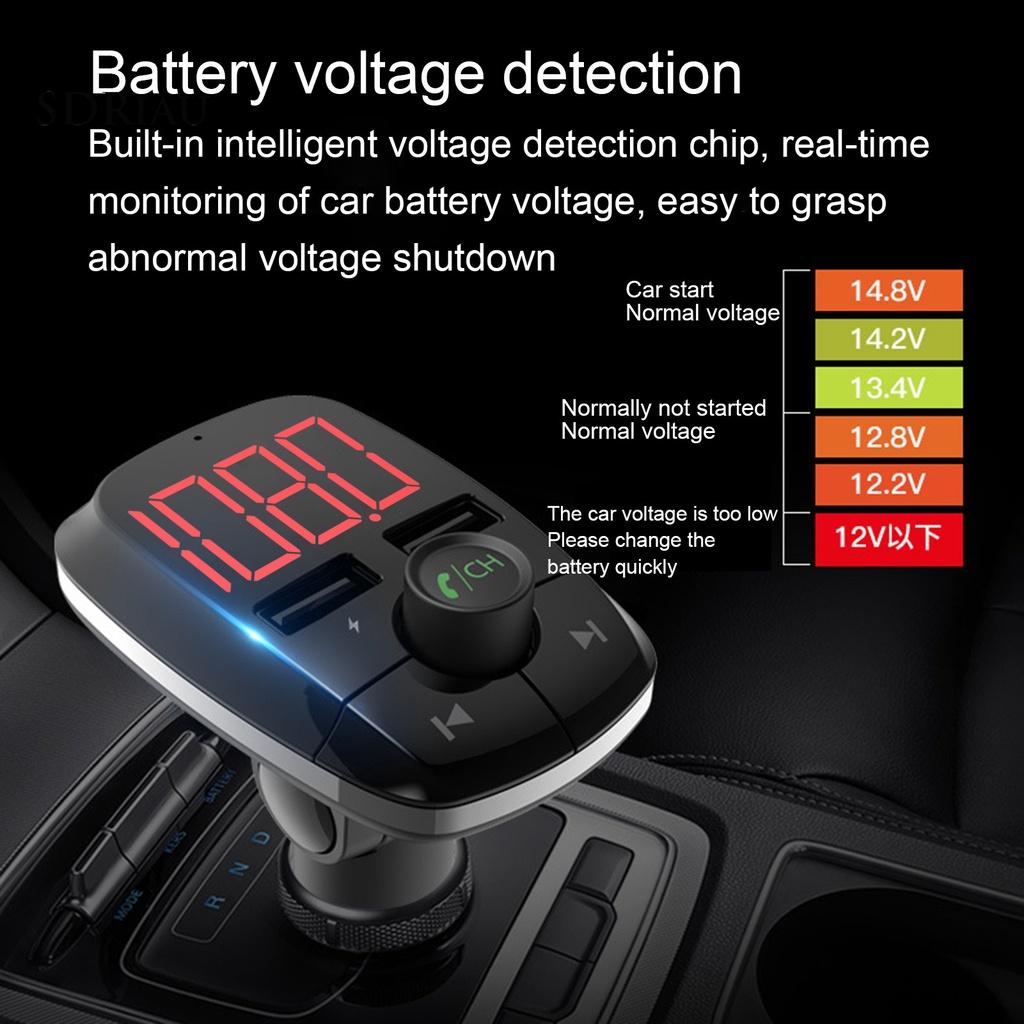 *QCDZ* T50 FM Transmitter Quick Charging Digital Display Built-in MIC Car Bluetooth FM MP3 Player for Automobile