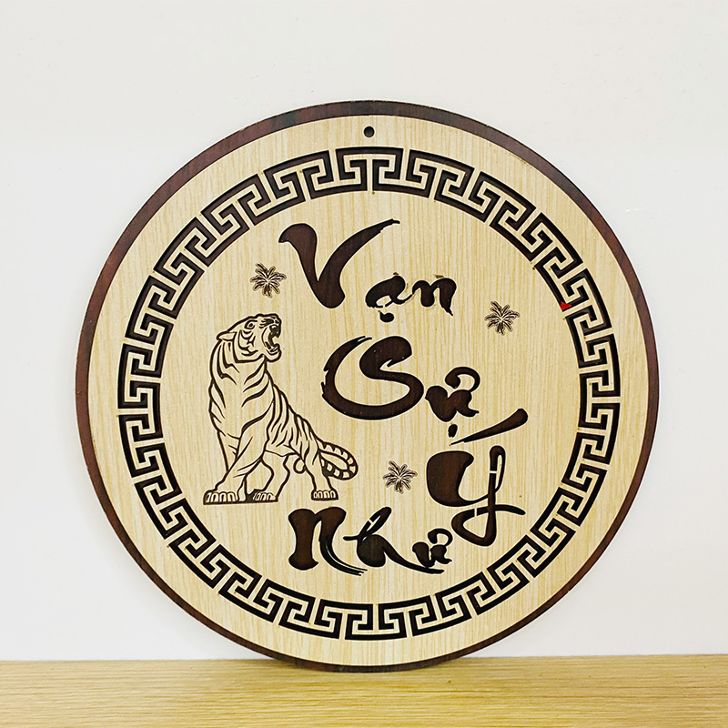 Chữ Vạn Sự Như Ý Thư Pháp - Bảng Gỗ Decor - Trang Trí Nhà Cửa - Tết