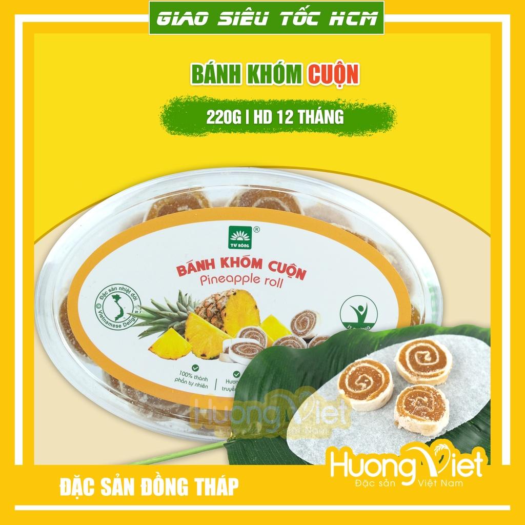 Đặc Sản Đồng Tháp - Kẹo Khóm, Mứt Khóm Cuộn Bánh Tráng Hộp 220G, Đặc Sản Đồng Tháp Tư Bông, Bánh Kẹo Đồ Ăn Vặt Sài Gòn