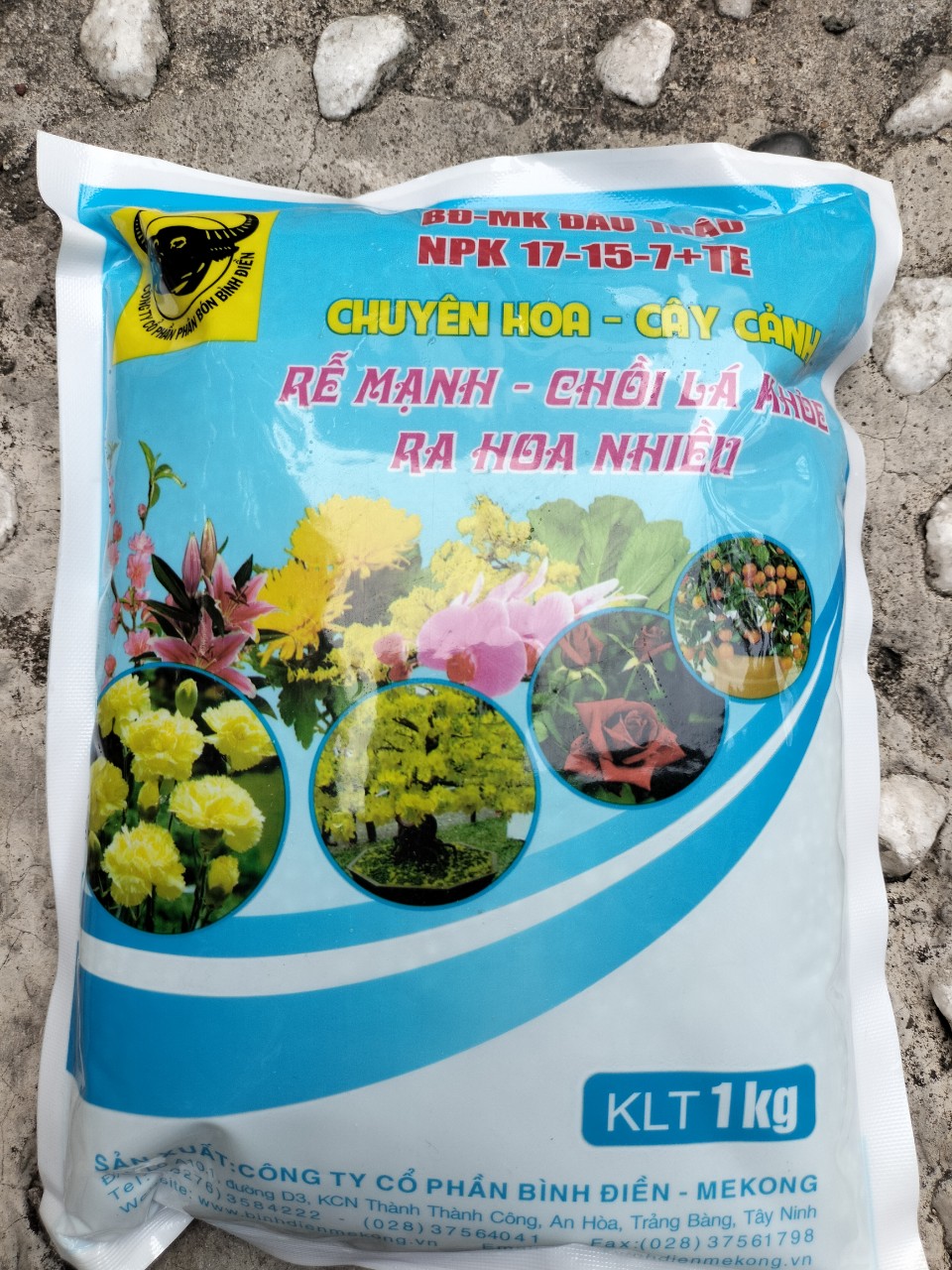 Phân bón đầu trâu NPK 17-15-7+TE bịch 1kg- Rễ mạnh, chồi lá khỏe, ra hoa nhiều