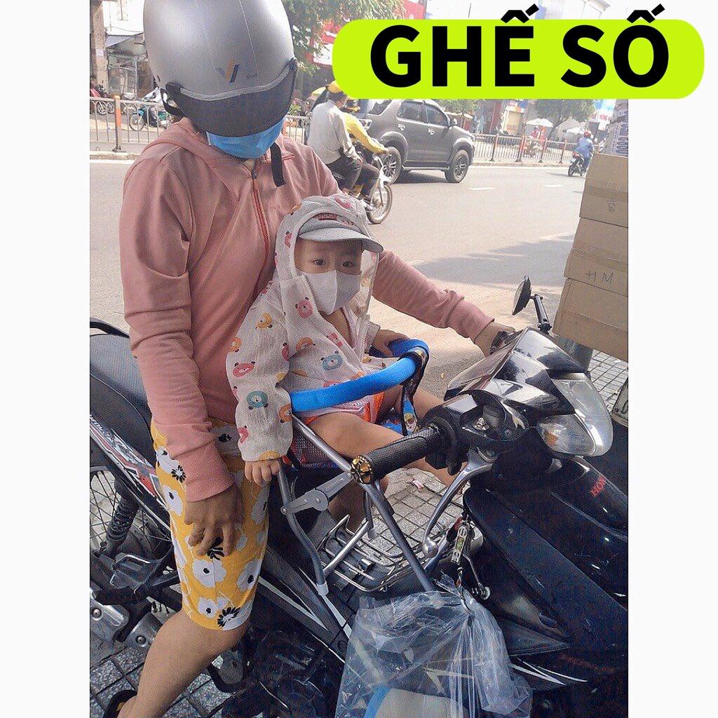Ghế ngồi xe số có dây an toàn cho bé , GHẾ SỐ XẾP SẮT SƠN TĨNH ĐIỆN CÓ DÂY ĐAI