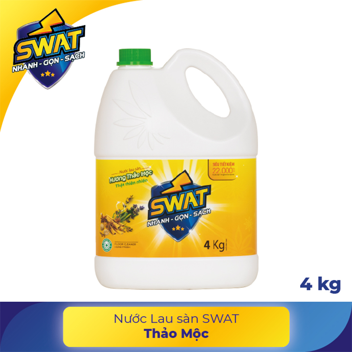 Nước Lau Sàn SWAT Đậm Đặc Hương Thảo Mộc can 4kg Siêu Tiết Kiệm