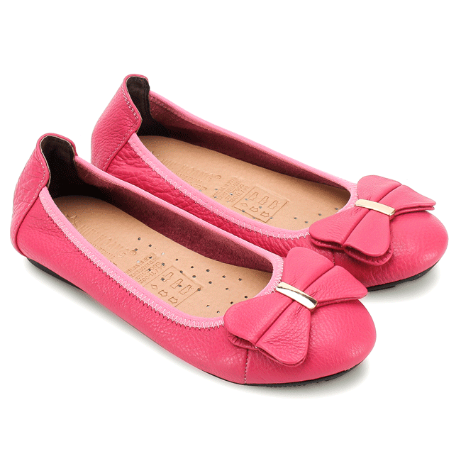 HJ7912-13-14 - Giày nữ búp bê Huy Hoàng da bò màu hồng, trắng, kem