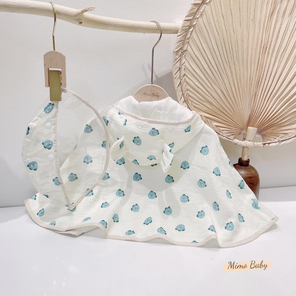 Áo choàng chống nắng kèm mũ chắn giọt bắn vải xô muslin mềm mại cho bé Mimo Baby QA31