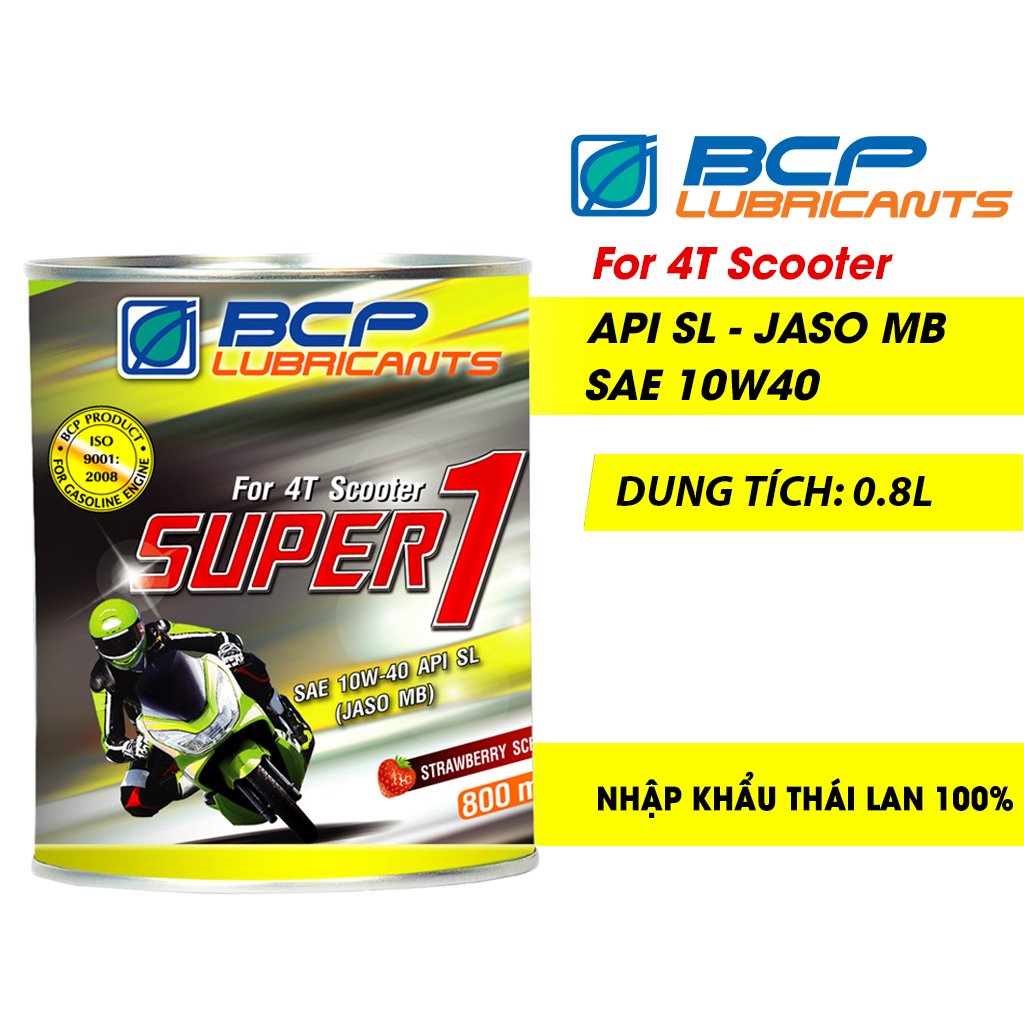 Nhớt xe tay ga (dầu nhờn động cơ đốt trong) SUPER 1 4t SCOOTER SL MB 10W40 24/0.8L RED SCENT EX - Công thức cải tiến, mùi dâu, màu đỏ