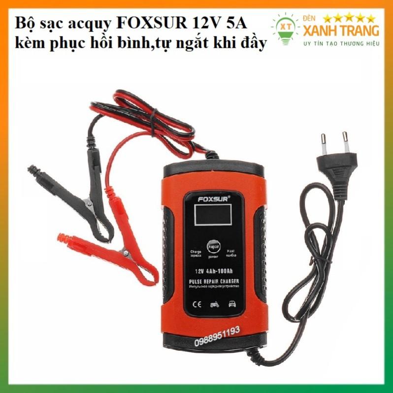 Bộ sạc acquy, máy sạc ắc quy 12V 5A kèm phục hồi bình,tự ngắt khi đầy,khử sunfat