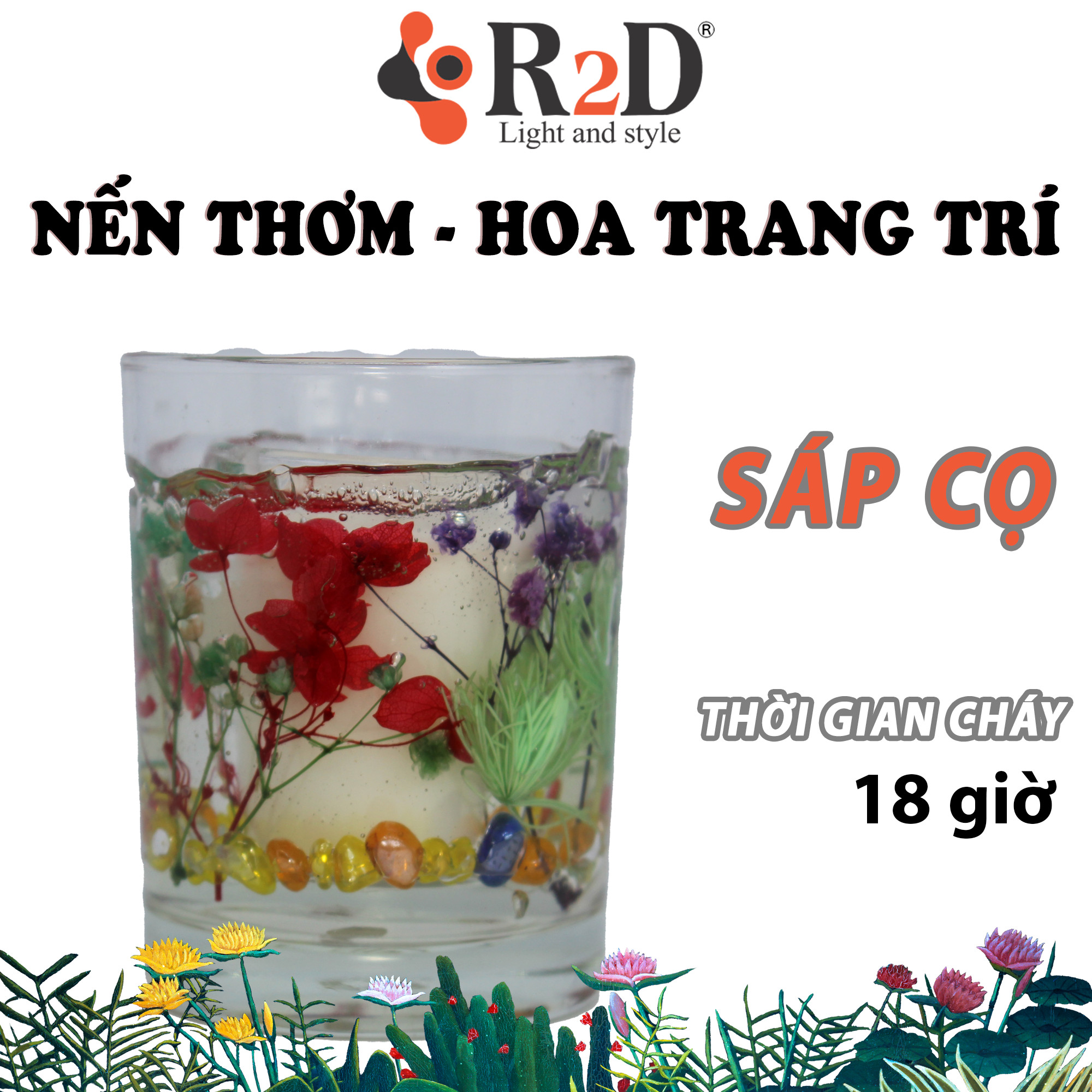 Nến Trang Trí, Nến Hoa Trang Trí, [Mã - 46], Đến Từ Thương Hiệu R2D, Tự Nhiên, Lành Tính