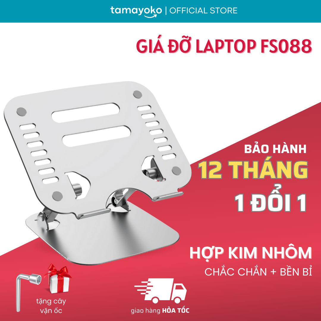 Giá Đỡ Máy Tính, Laptop, iPad, Macbook Hợp Kim Nhôm Cao Cấp. Hỗ Trợ Tản Nhiệt Chống Mỏi Cổ, Vai, Gáy. Hàng Chính Hãng Tamayoko