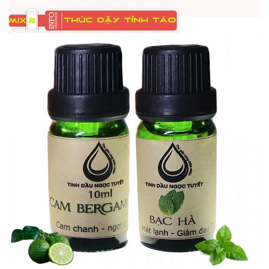 Bộ tinh dầu tạo cảm giác trong lành, mát mẻ, hưng phấn 10mlx2 (cam begamot, bạc hà) Ngọc Tuyết