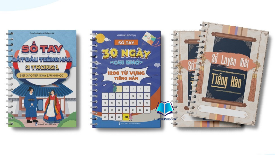 Sách - Combo 30 Ngày Học Tiếng Hàn: Sổ Tay Bắt Đầu Tiếng Hàn,Sổ Tay 1200 Từ Vựng Tiếng Hàn ,Sổ Luyện Viết Tiêng Hàn (WU)