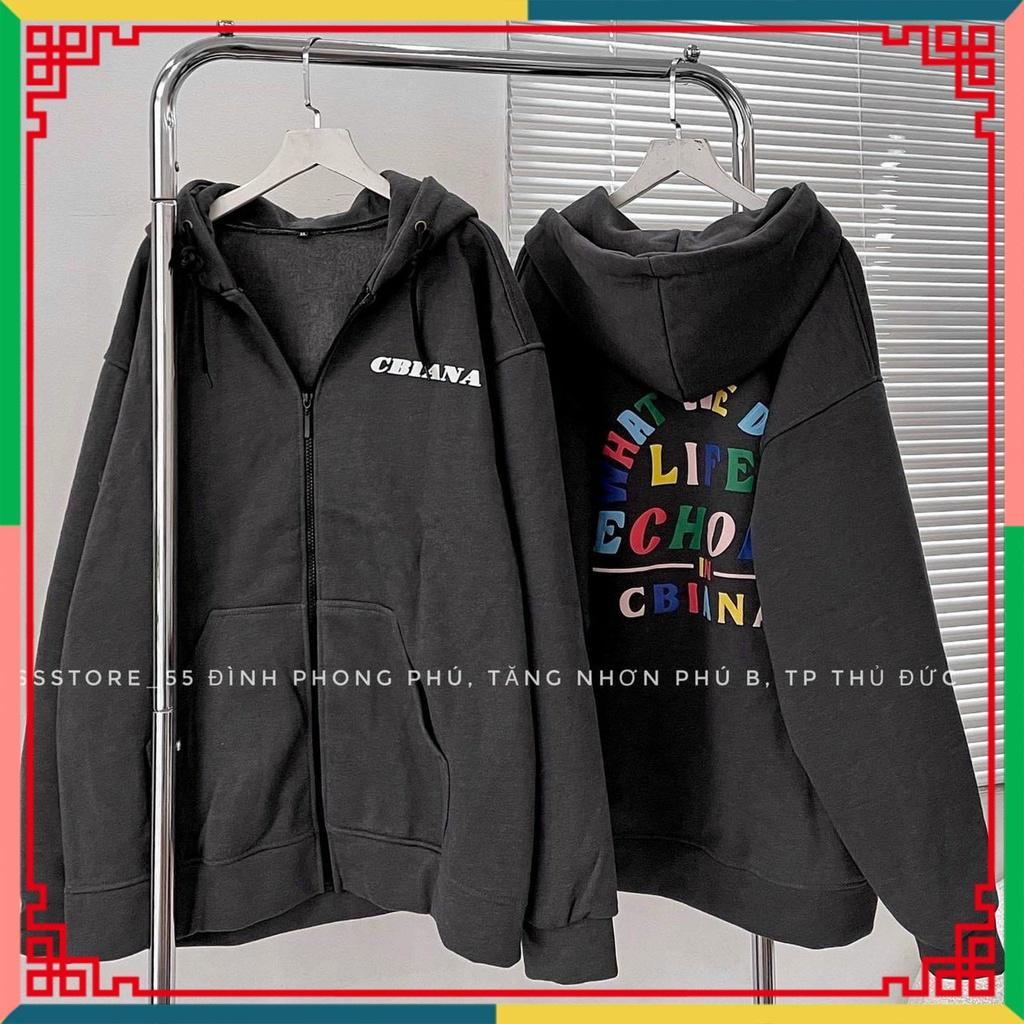 Áo Hoodie Zip, Áo Khoác Nỉ Dày Dặn in Chữ Lớn Phối Màu Siêu Hot