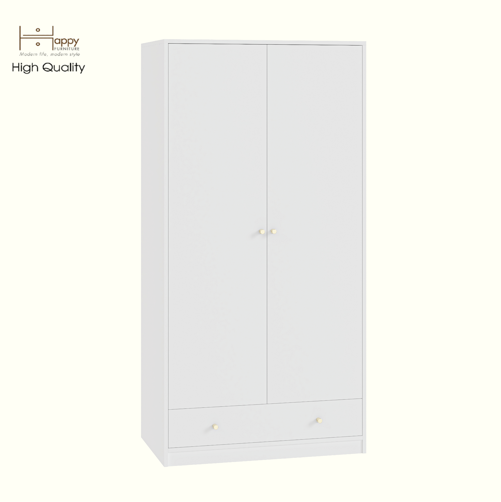 HAPPY FURNITURE , Tủ quần áo 2 cửa mở 1 ngăn kéo - HAPPI, TCM_232 , 90cm x 54cm x 180cm DxRxC