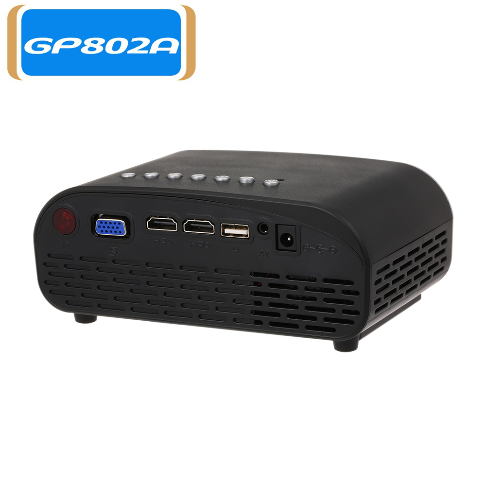 Máy chiếu GP802A di động nhỏ 100 Lumen LED với loa tích hợp Hỗ trợ HD / VGA / AV / USB / SD