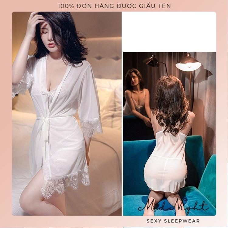Bộ Đồ Ngủ Ren Sexy - Váy Ngủ Gợi Cảm Mid Night Sexy - Đồ Lót Gợi Cảm Nữ Size Lớn Xuyên Thấu Cám Dỗ - Màu Hồng Cánh Sen