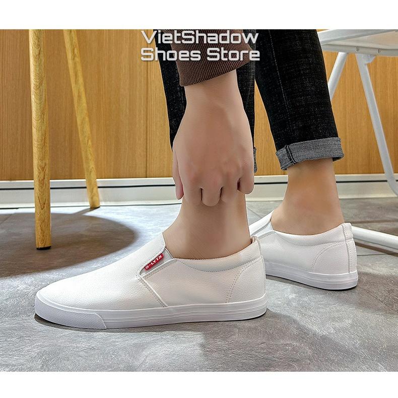 Giày lười slip on nam - Chất liệu da PU, đế cao su 2 màu đen, trắng - Mã SP GL902