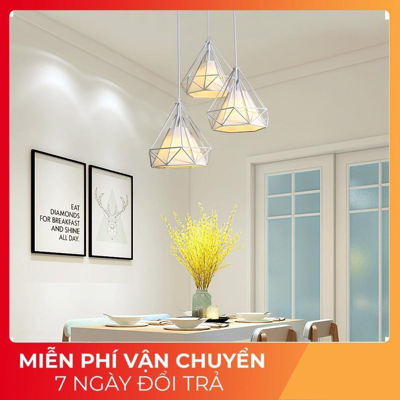 Đèn thả đơn kim cương trắng khung sắt sơn tĩnh điện phi 250-T02