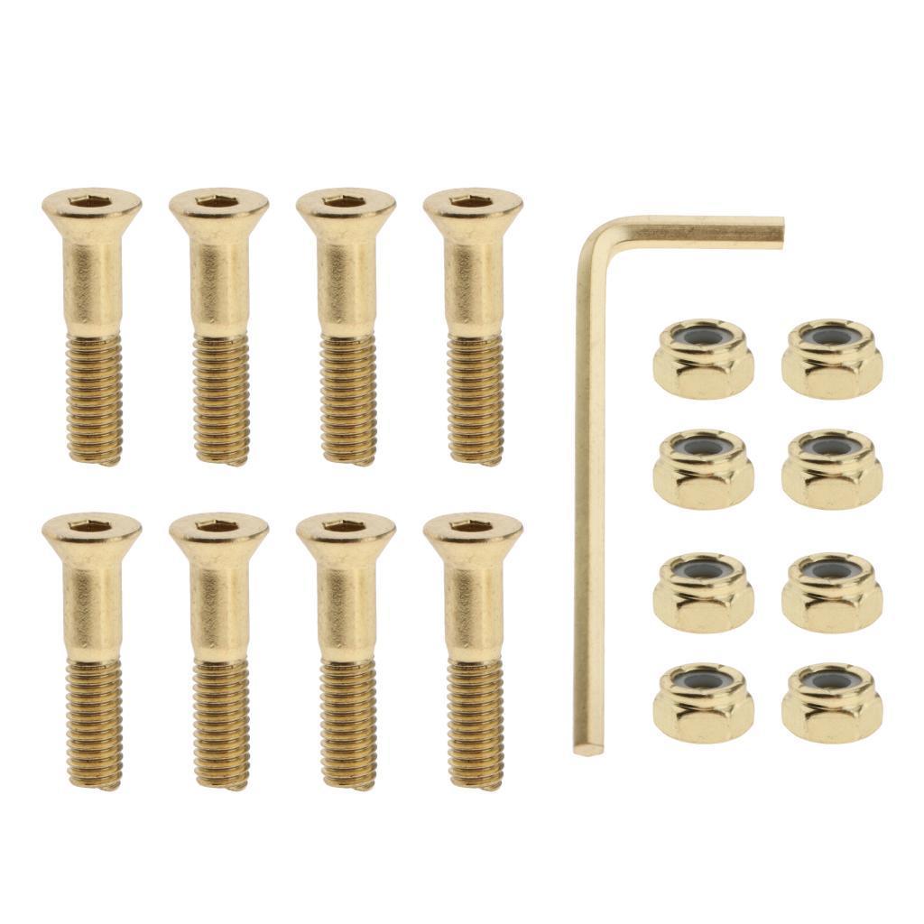 8x Skateboard Mounting Screws Nuts Skate Deck To Truck Replacement Hardware