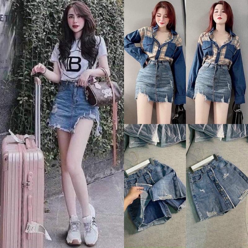 CHÂN VÁY JEANS (KÈM VIDEO HÌNH THẬT
