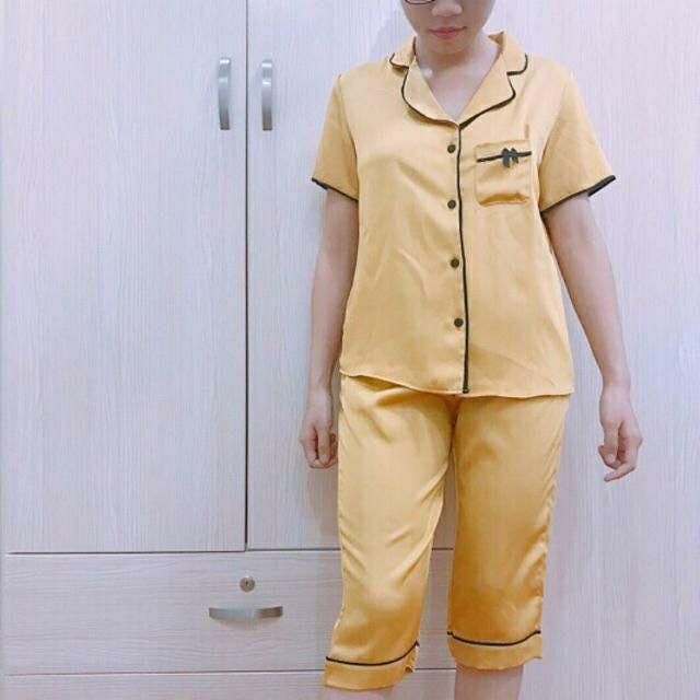 Đồ Bộ Mặc Nhà Pijama Phi Lụa "Quần Lửng - Áo Cộc Cao Cấp