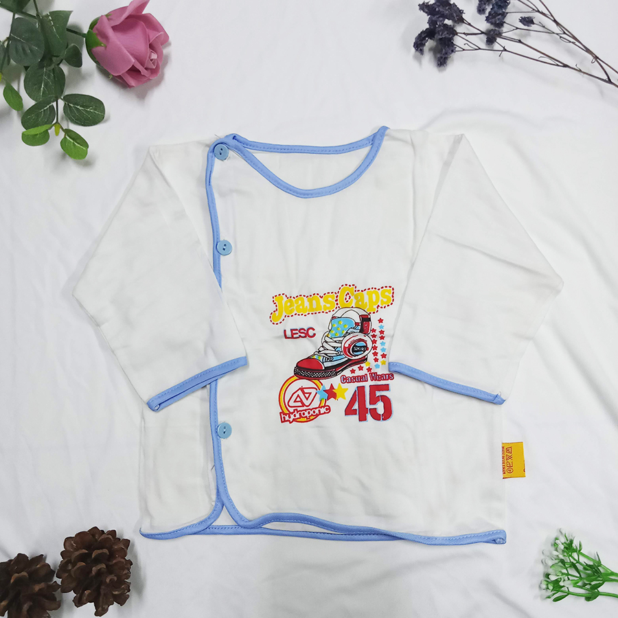 Hình ảnh Combo 5 áo Dài Tay Cài nút xéo chất vải 100% cotton mềm mịn cho bé sơ sinh CCADT_SUNBABY