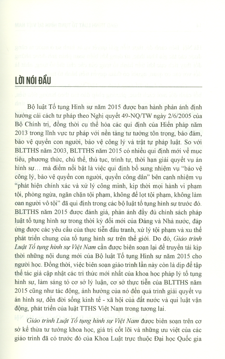 Giáo Trình Luật Tố Tụng Hình Sự Việt Nam - PGS. TS. Nguyễn Ngọc Chí, TS. Lê Lan Chi - Tái bản -