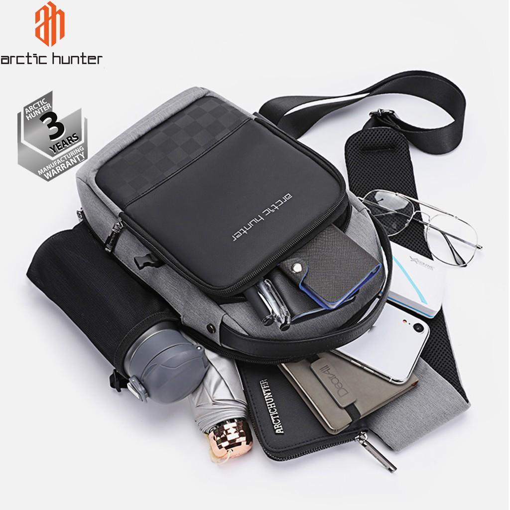 Túi đeo chéo Arctic Hunter XB00105 chất liệu Oxford chống thấm nước, unisex nam nữ,trang bị cổng sạc USB tiện dụng