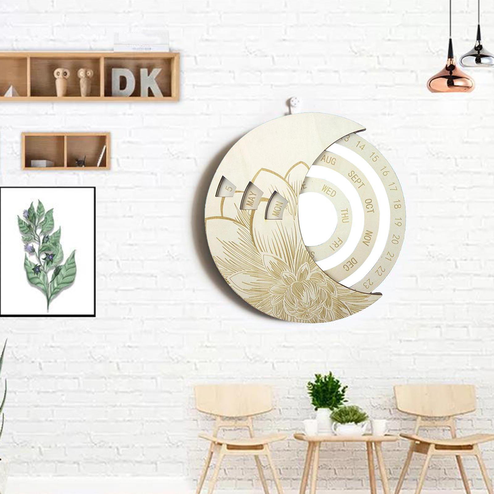 Wooden Perpetual Calendar, Reminder Board DIY Wood Crafts Wall Hanging Signs for Family Friends Birthday Reminder Home Wall Decor