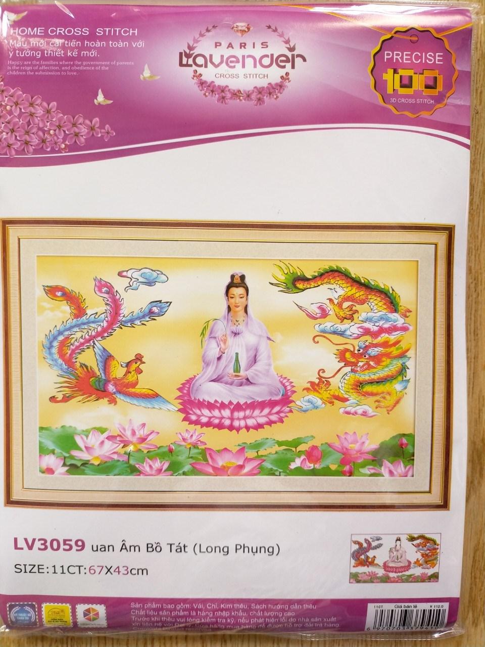 Tranh thêu chữ thập quan âm bồ tát LV3059 - 67 x 43 cm - chưa thêu