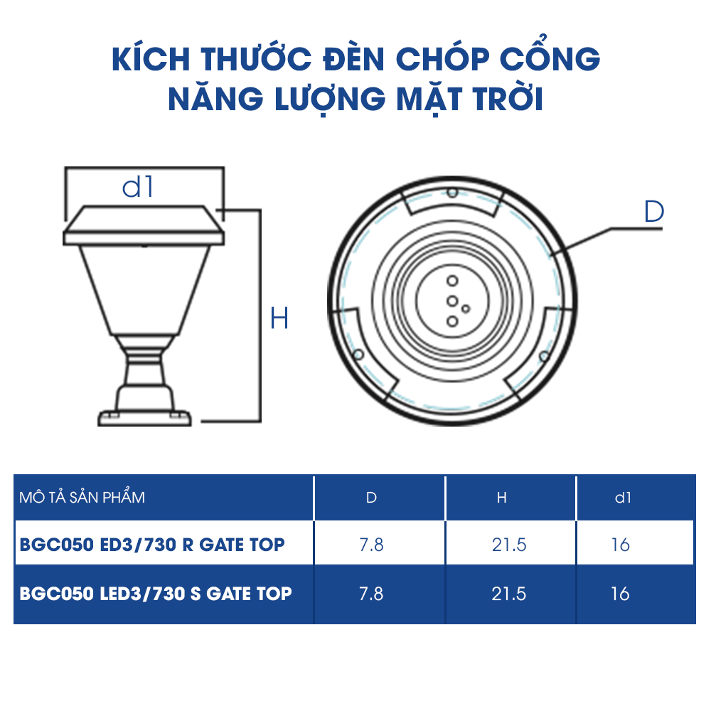 Đèn cổng Philips Deco solar gate top BGC050 LED3/730 Gate Top