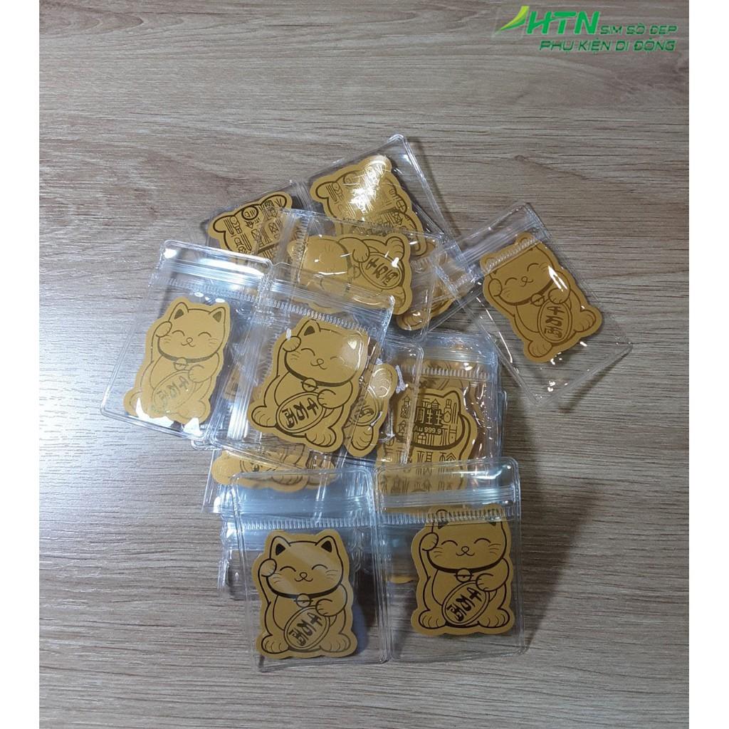 Miếng dán mèo thần tài, trâu vàng phong thủy mạ vàng để vào ốp điện thoại, ví, tủ tiền, bàn thờ chiêu tài lộc mang đến mai mắn
