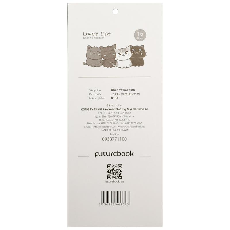 Nhãn Vở Học Sinh Lovely Cat - futurebook N134 (15 Nhãn)