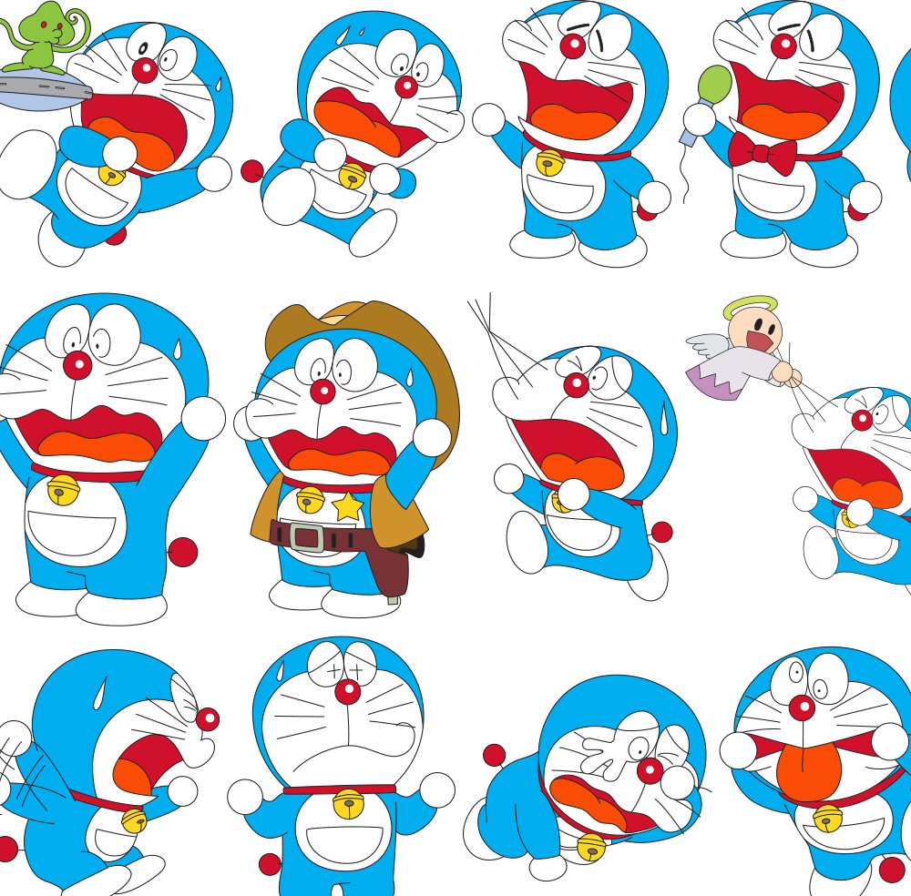 Bộ 30 Hình Dán Sticker Mèo Doreamon Dễ Thương Dán Xe Máy, Nón Bảo Hiểm, Laptop (Cắt sẵn, chống thấm nước)