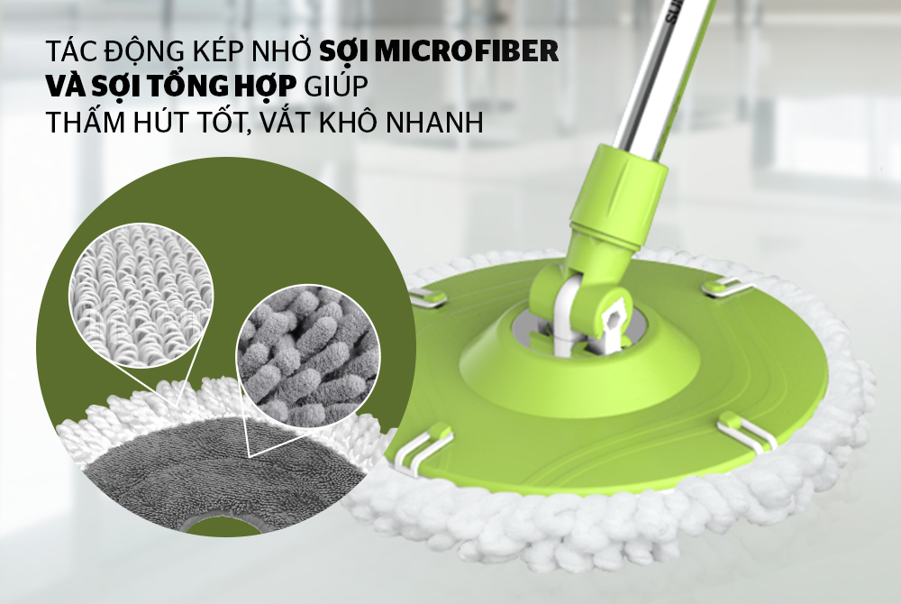 Bộ Lau Nhà 360 Độ Sunhouse Thế Hệ Mới KS-CL260PG