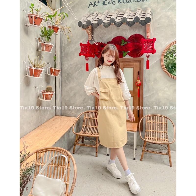 Váy yếm kaki túi hộp khoá sắt . Đầm yếm hàn ulzzang